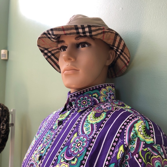 Burberrys of London Bucket Hat Size Medium Tan Beige, Check Inner, COA - Picture 6 of 10